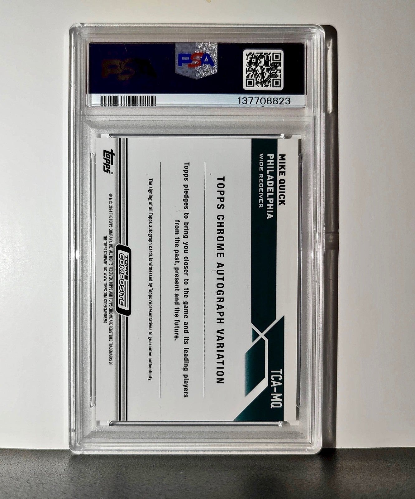 Mike Quick 2023 Topps Purple Speckle Refractor 168/199 PSA 10 Auto 10