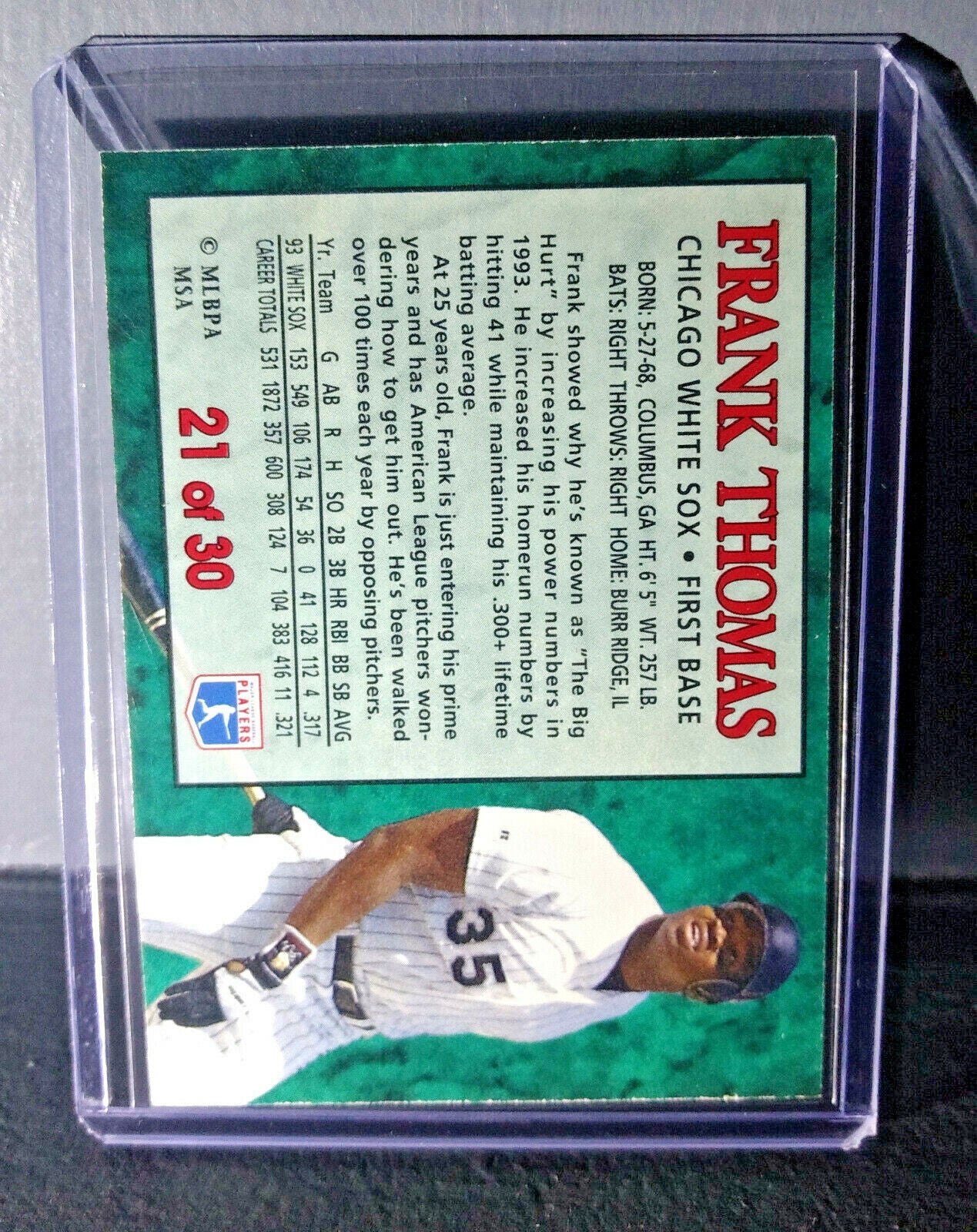 1994 Frank Thomas Post Collection #21 Baseball Card Chicago White Sox
