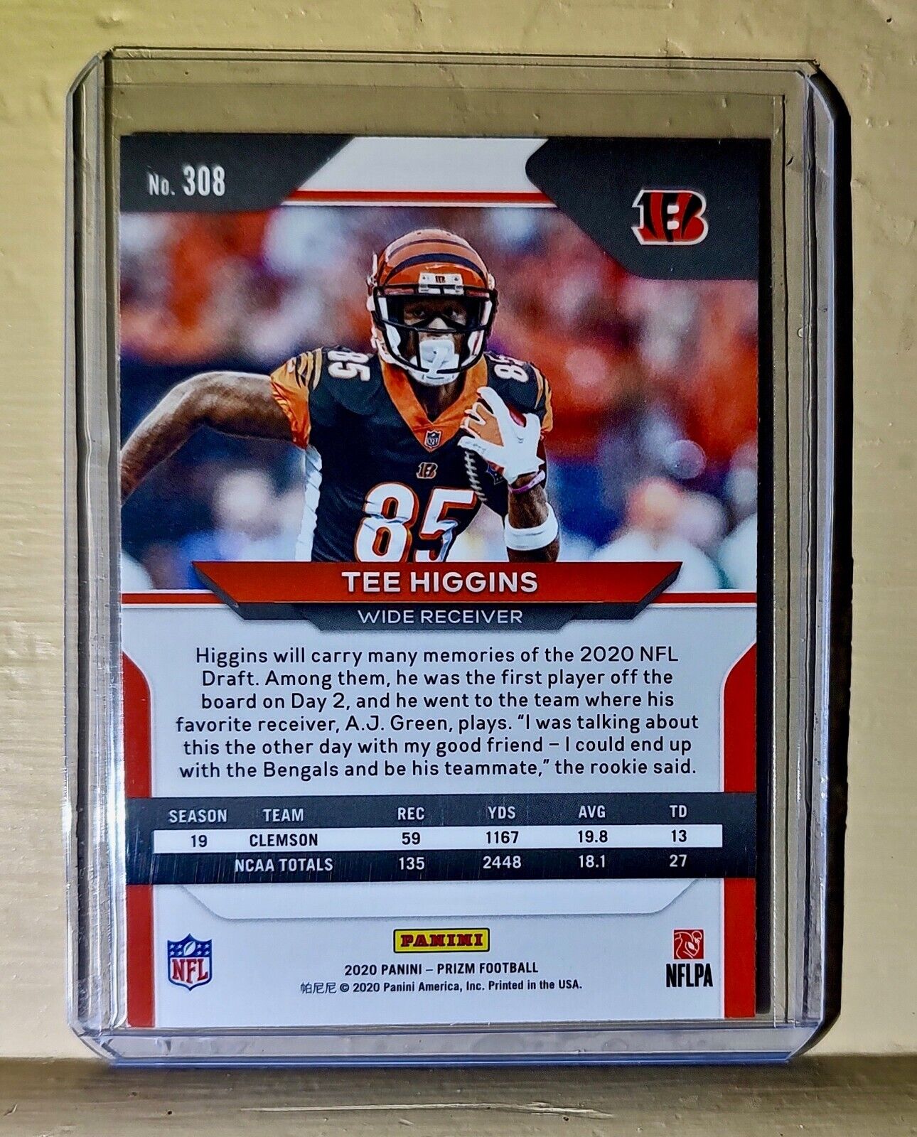 Tee Higgins 2020 Panini Mosaic Prizm Football #308 NFL Rookie Card Bengals