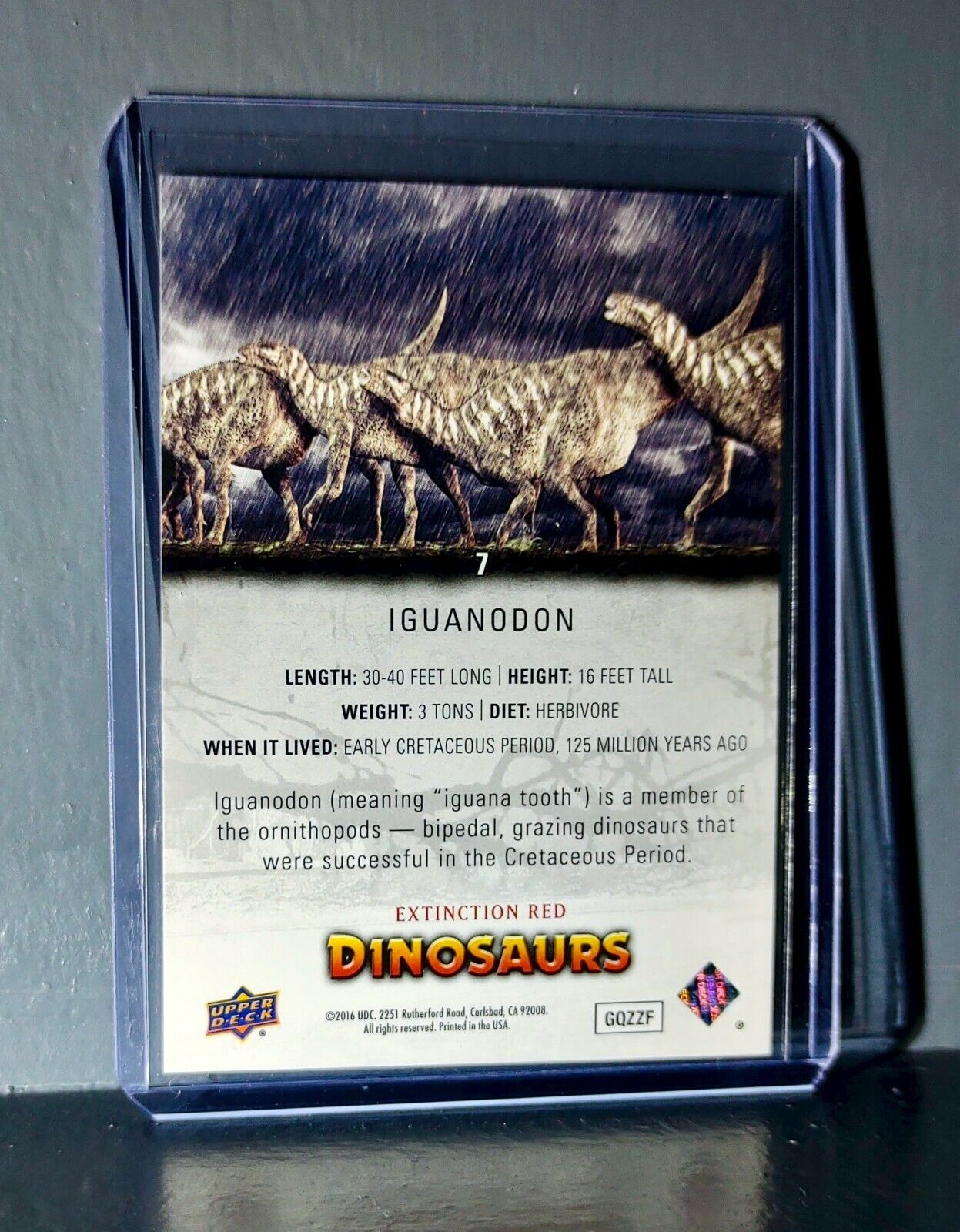 2015 Upper Deck Dinosaurs Iguanodon Extinction Red Parallel #7 Card