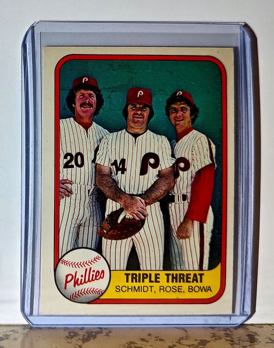 Schmidt / Rose / Bowa 1981 Fleer Triple Threat MLB Card Philadelphia Phillies