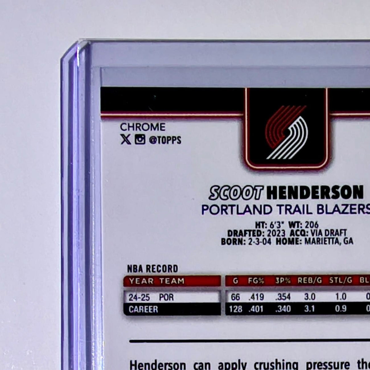 Scoot Henderson 2025-26 NBA Topps Chrome Update RayWave Refractor #85 Card