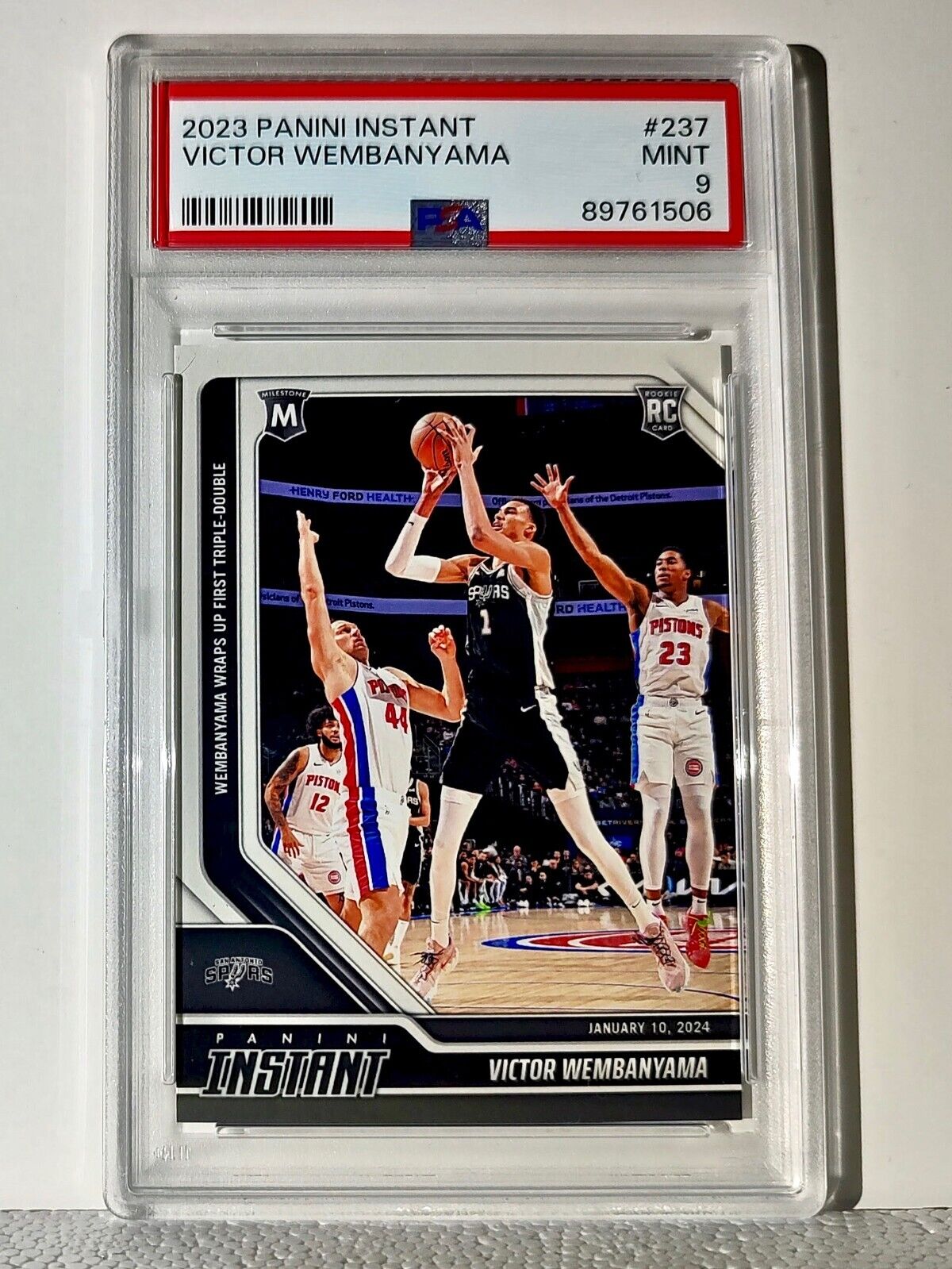 Victor Wembanyama 2023-24 Panini #237 NBA Milestone Rookie Card 1 of 2798 PSA 9