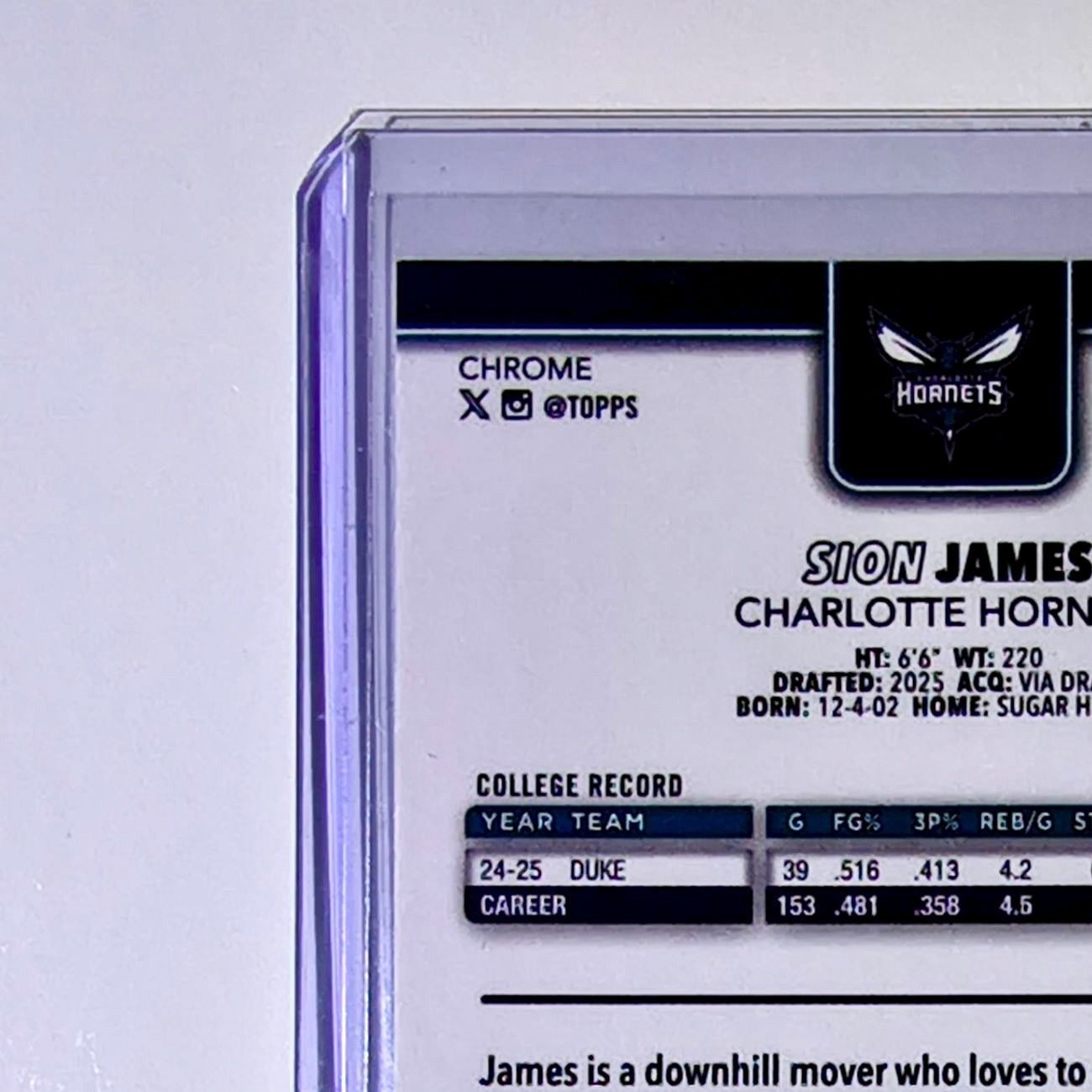 Sion James Rookie 2025-26 NBA Topps Chrome Update #183 Card Charlotte Hornets
