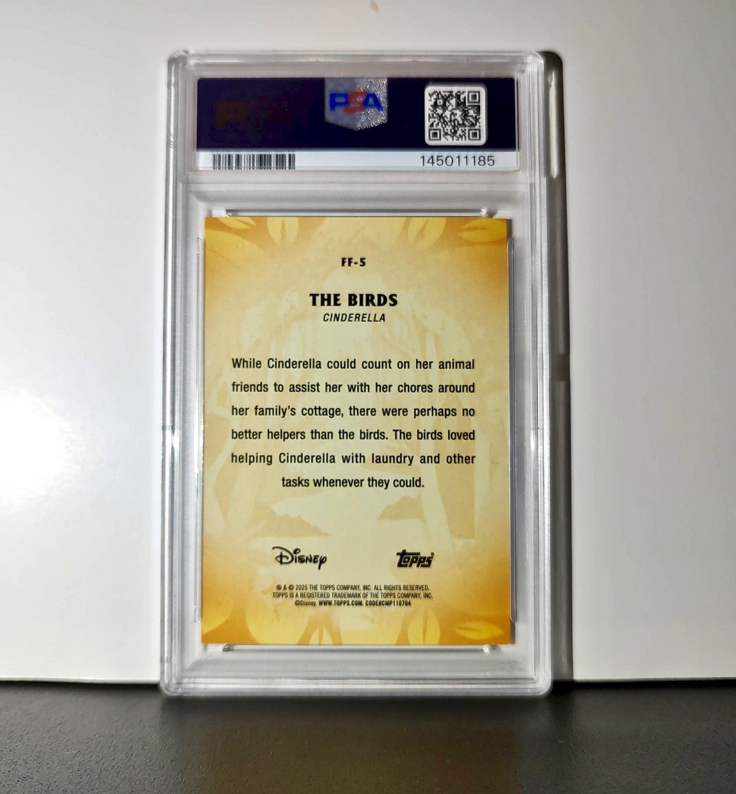 The Birds 2025 Topps Disney #FF-5 Furry Friends Card Cinderella PSA 8