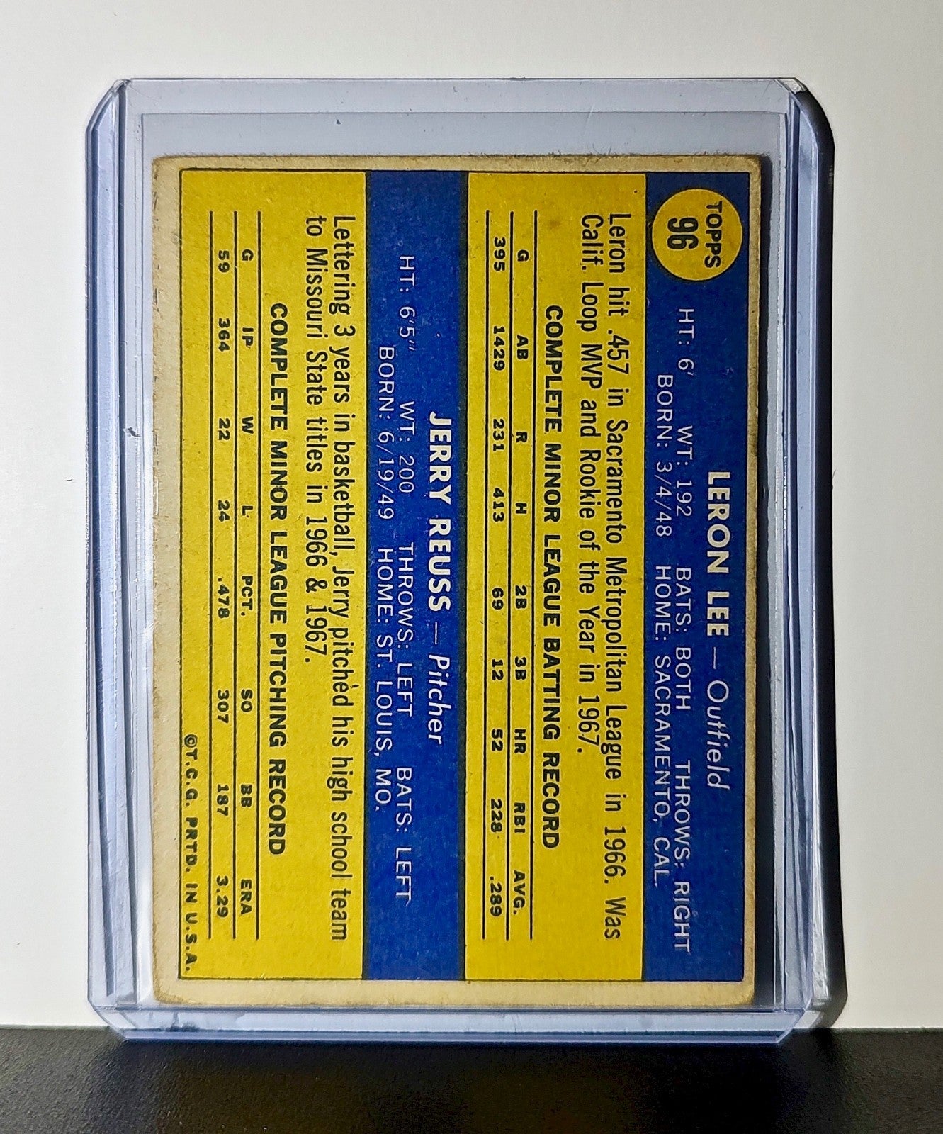 Leron Lee / Jerry Reuss Rookie Stars 1970 Topps MLB #96 Card St. Louis Cardinals