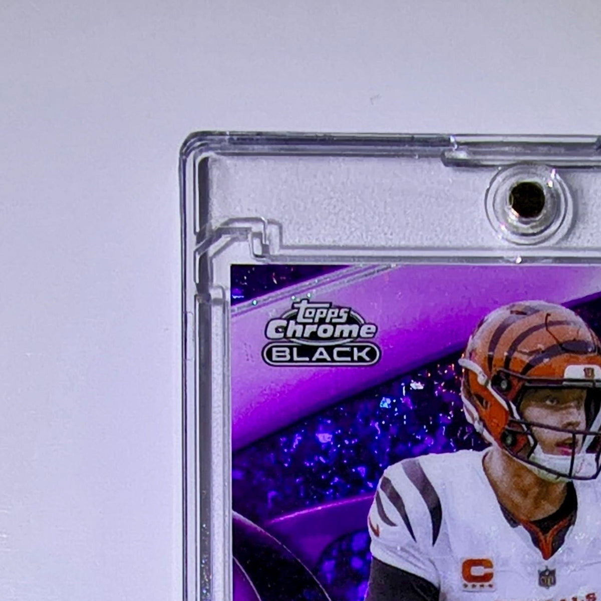 Joe Burrow 2025 NFL Topps Chrome Black #23 Purple Refractor Card Bengals 52/75