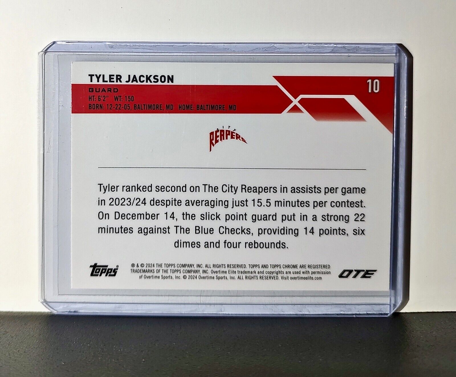 Tyler Jackson Rookie Card 2023-24 Topps Chrome Overtime #10 City Reapers