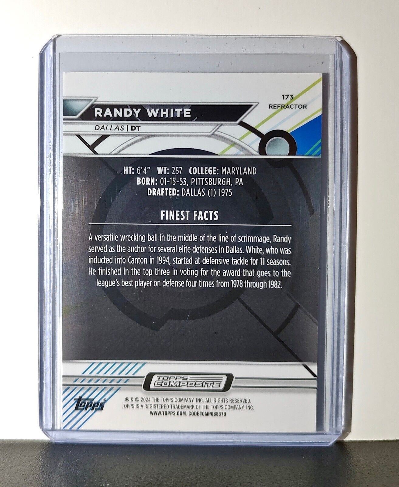 Randy White 2023 Topps Finest Refractor NFL #173 Card Dallas Cowboys
