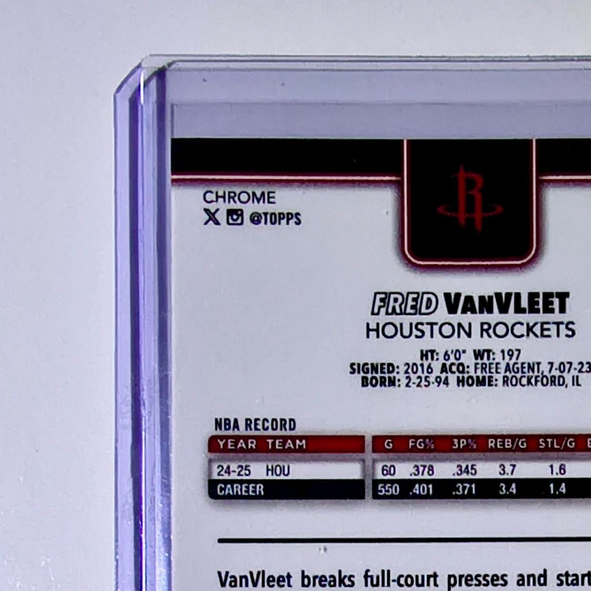 Fred VanVleet 2025-26 NBA Topps Chrome Update Refractor #61 Card Houston Rockets