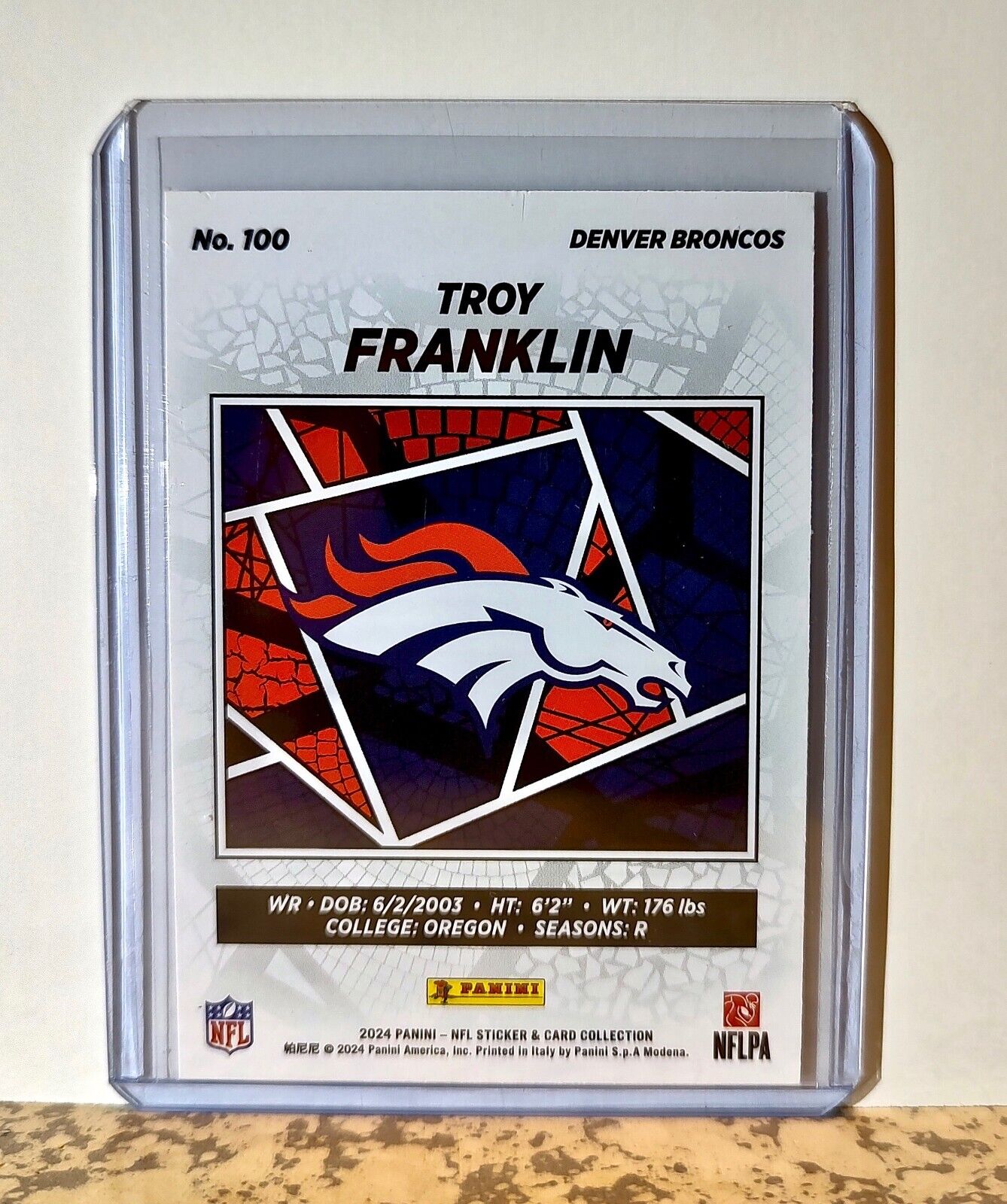 Troy Franklin 2024 Panini NFL #100 Silver Foil Rookie Sticker Card Broncos