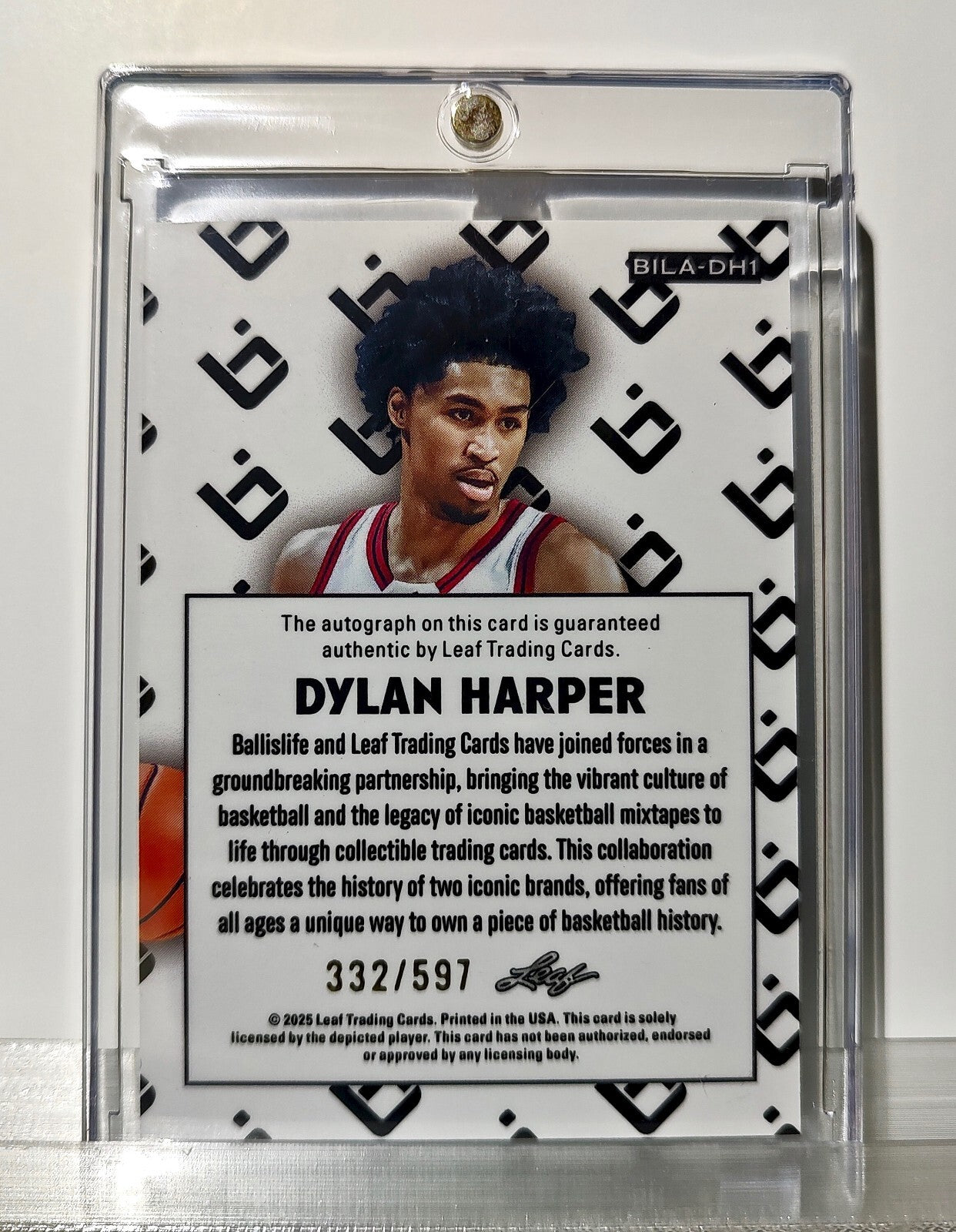 Dylan Harper Autograph 2025 Leaf #BILA-DH1 Signed Basketball Card 332/597