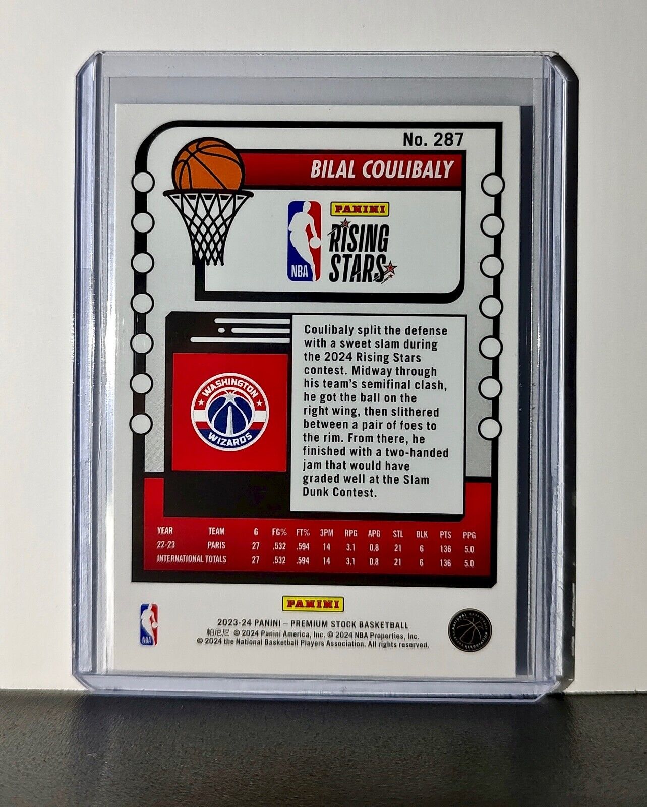 Bilal Coulibaly 2023-24 Panini Premium Stock NBA Hoops Rising Stars #287 Rookie