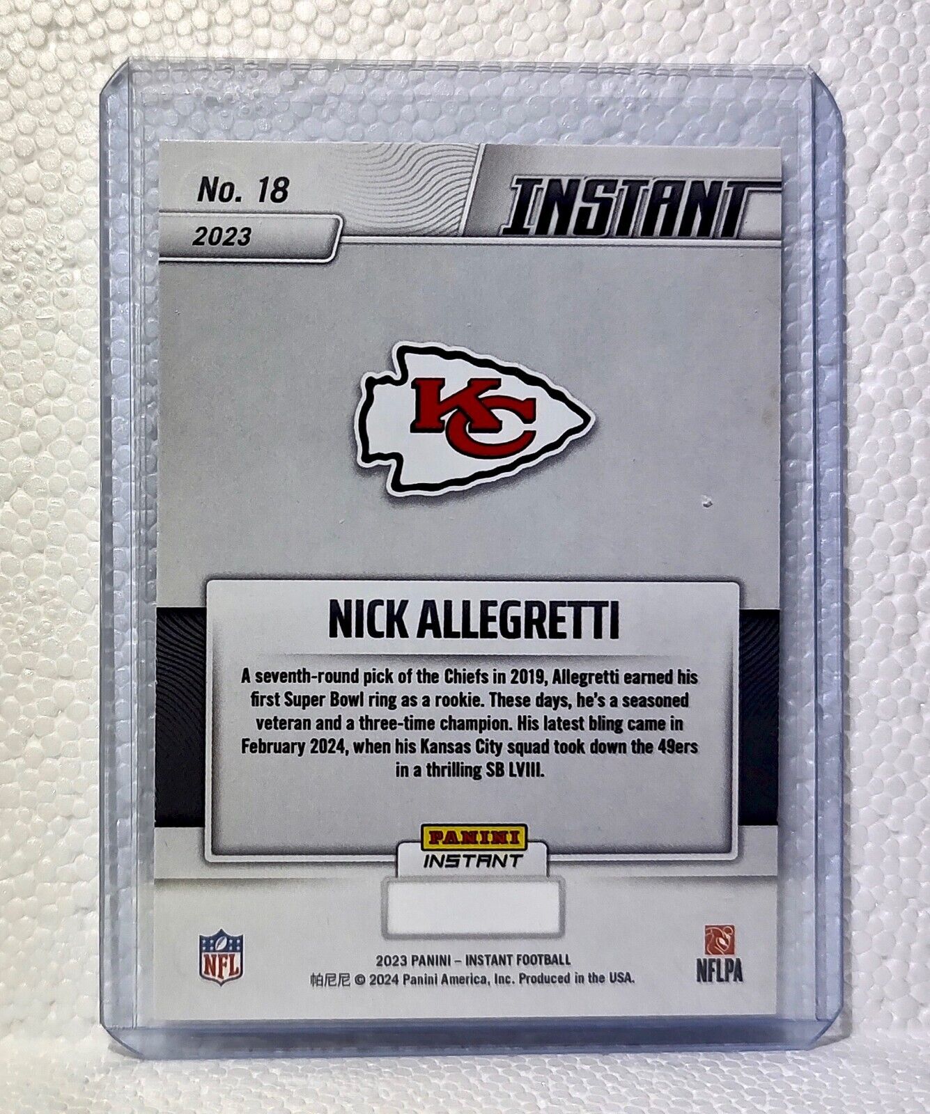 Nick Allegretti 2023 Panini NFL Superbowl Champions #18 Card Kansas City Chiefs