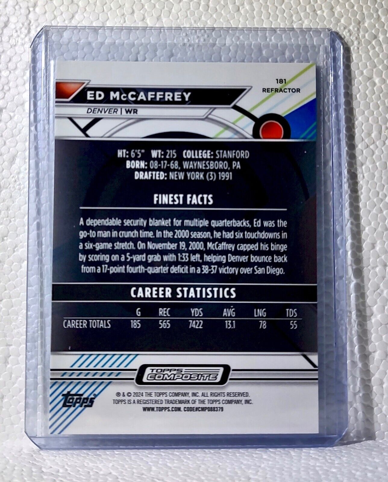 Ed McCaffrey 2023 Topps Finest Refractor NFL #181 Football Card Denver Broncos