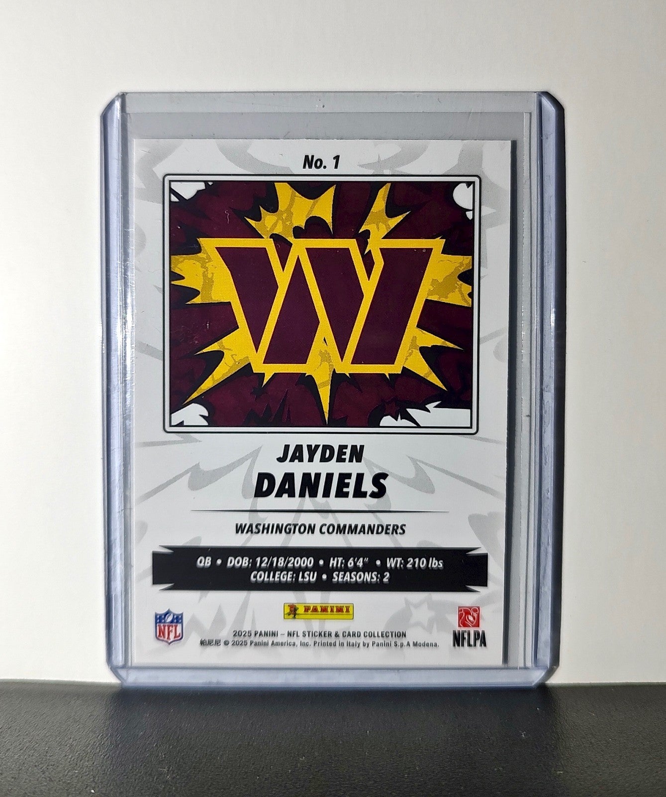 Jayden Daniels 2025 Panini NFL #1 Sticker Card Washington Commanders