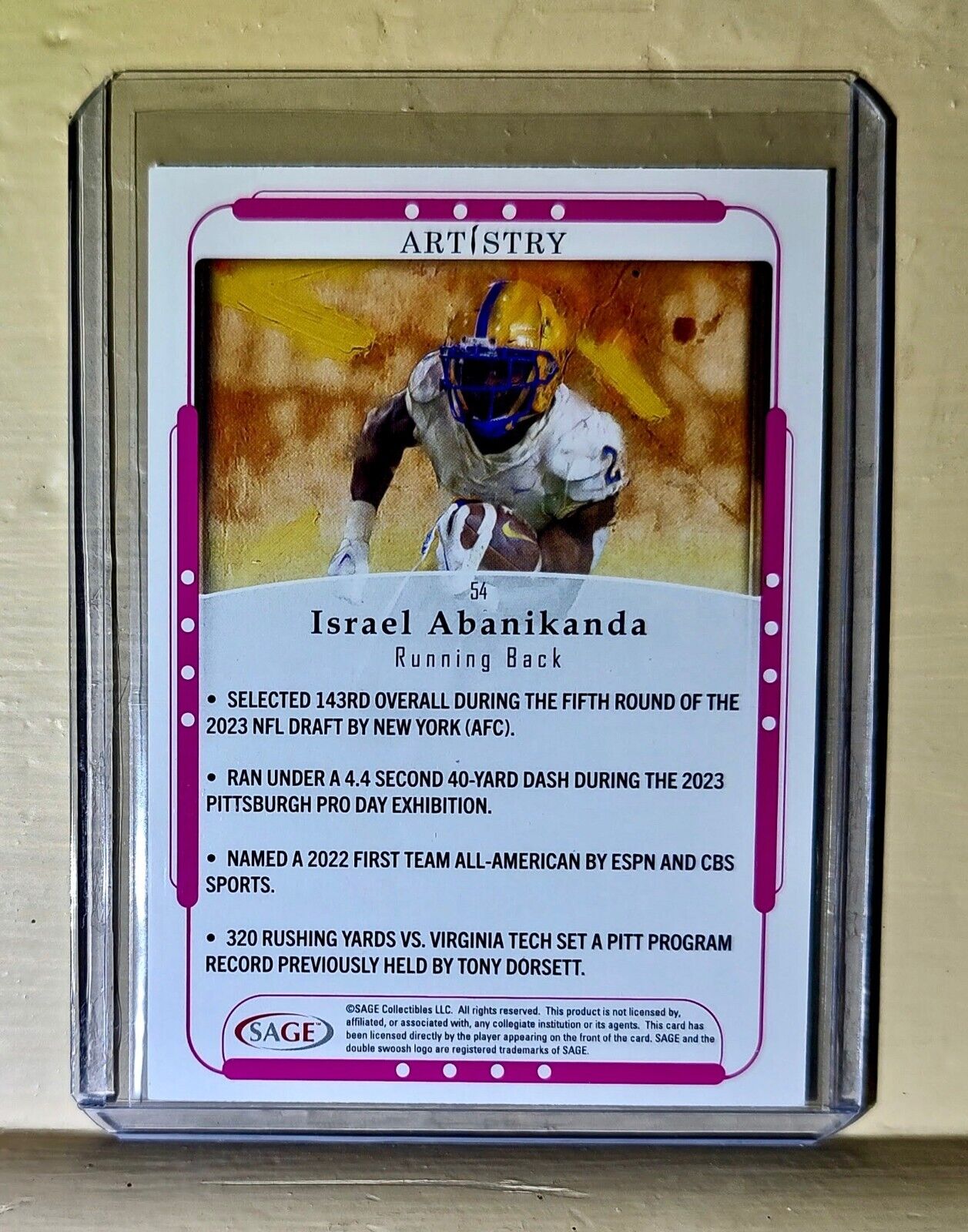 Israel Abanikanda 2023 SAGE NFL Artistry Football #54 Card