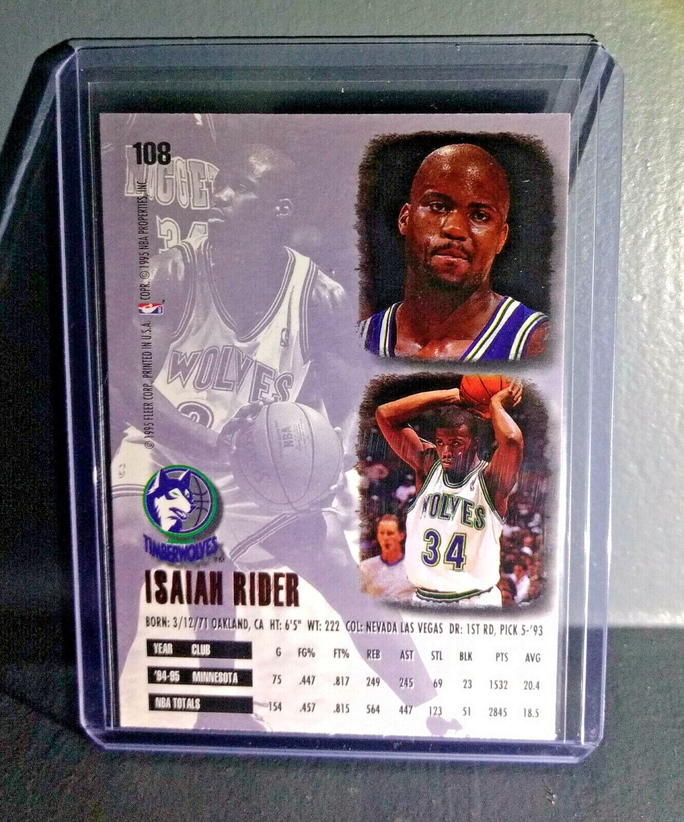 1995-96 Isaiah Rider Fleer Ultra #108 Basketball Card