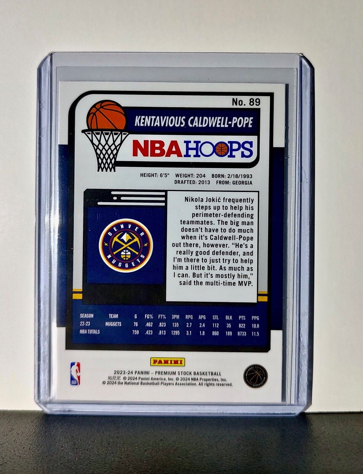 Kentavious Caldwell-Pope 2023-24 Panini Premium Stock NBA Hoops #89 Nuggets