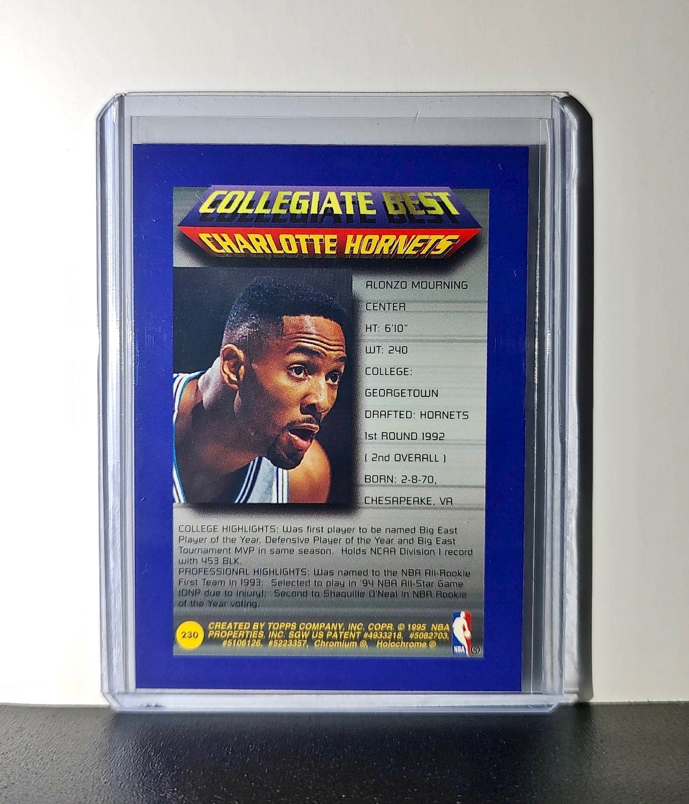 Alonzo Mourning 1994-95 Topps Finest #230 Collegiate Best