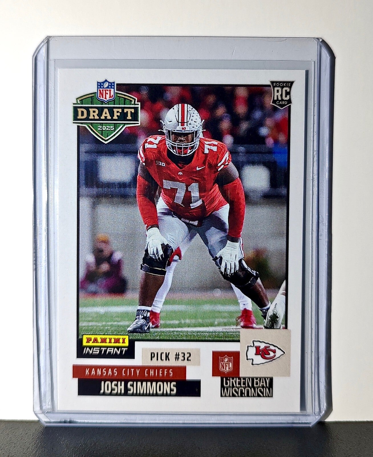 Josh Simmons Rookie 2025 NFL Draft #20 Football Card Kansas City Chiefs 1 of 737
