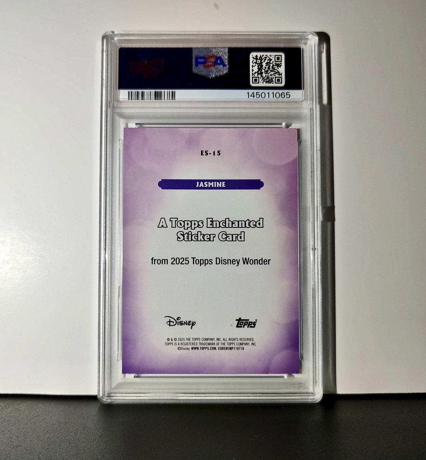 Jasmine 2025 Topps Disney #ES-15 Enchanted Sticker Card Aladdin PSA 7