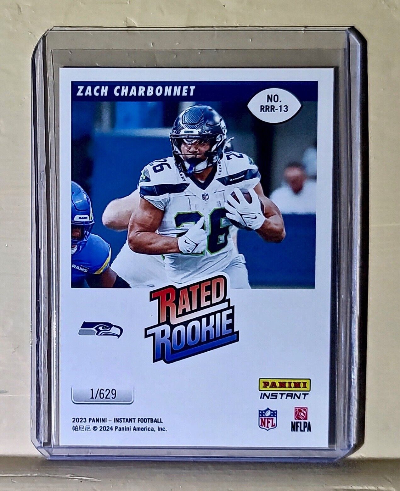 Zach Charbonnet 2023 Panini NFL Rated Rookie Retro #13 Card Seahawks 1/629