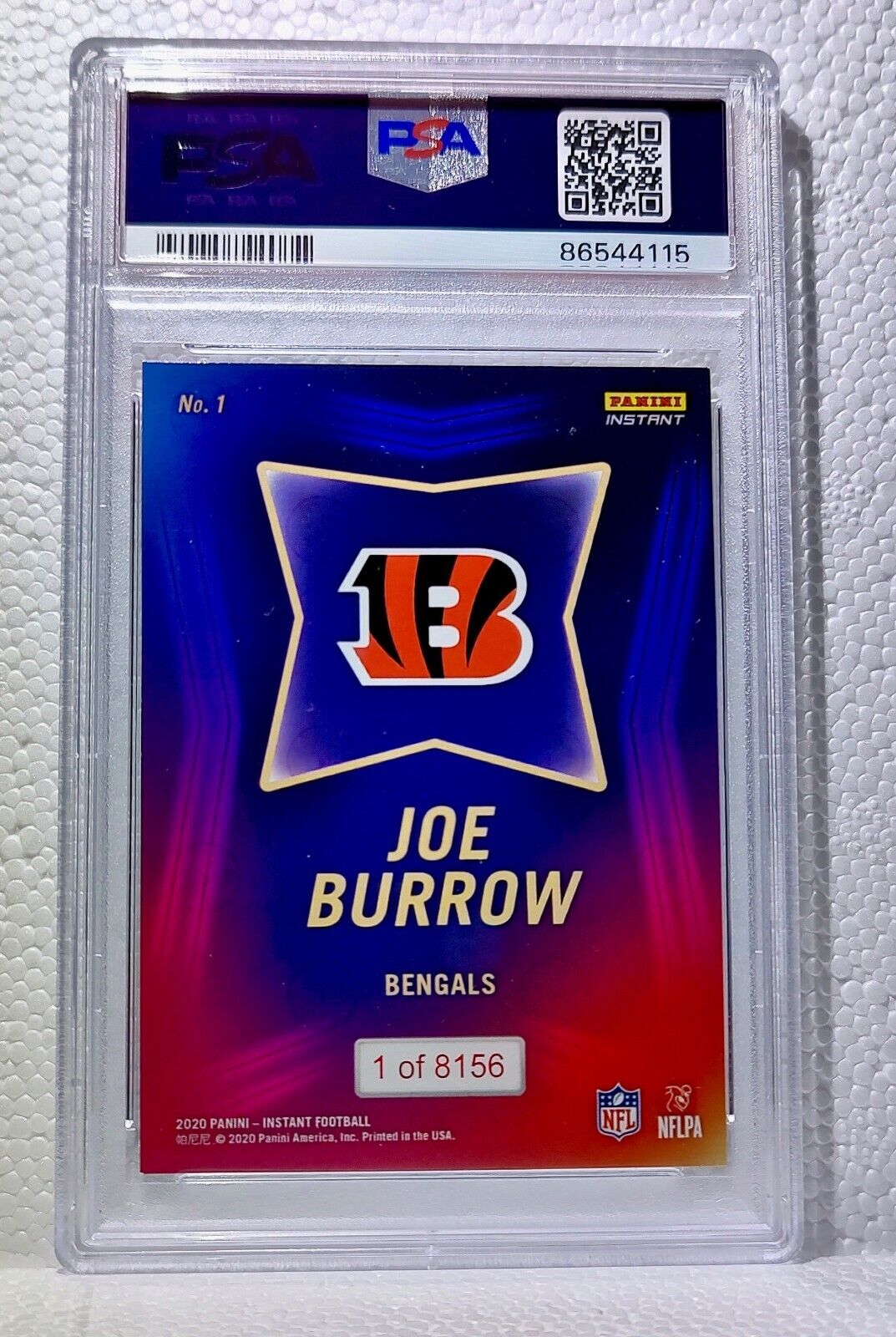 Joe Burrow 2020 Panini NFL Draft Night #1 Football Card 1 of 8156 PSA 9 MINT