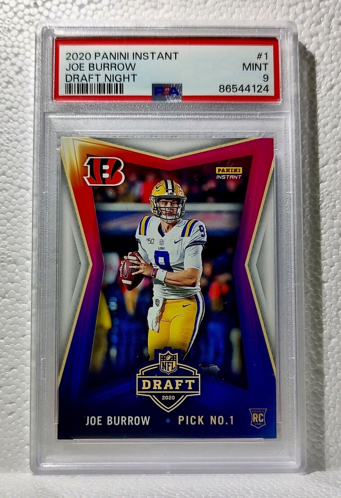 Joe Burrow 2020 Panini NFL Draft Night #1 Football Card 1 of 8156 PSA 9 MINT