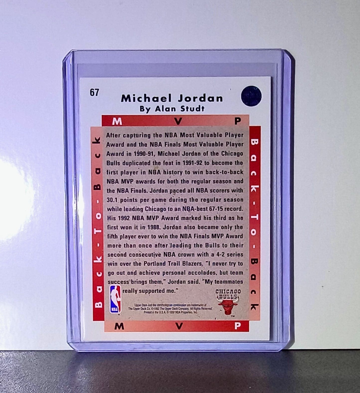 Michael Jordan 1992-93 Upper Deck Back to Back MVP Basketball Card Chicago Bulls