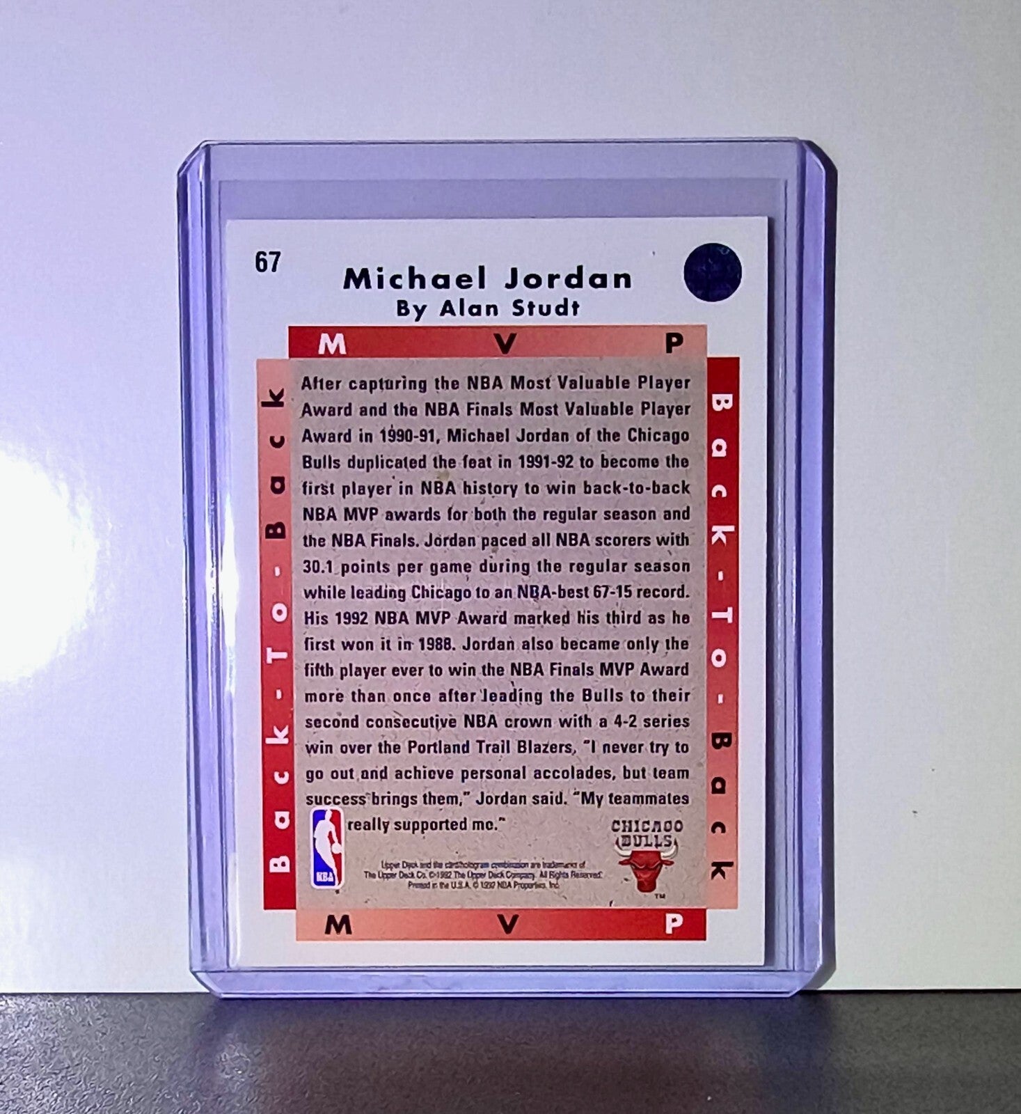 Michael Jordan 1992-93 Upper Deck Back to Back MVP Basketball Card Chicago Bulls