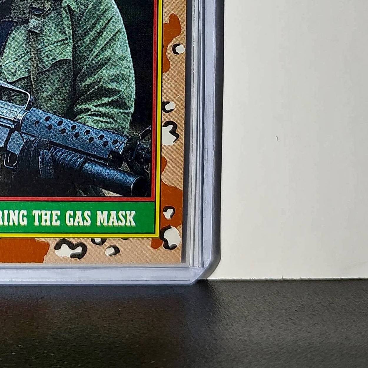 Wearing the Gas Mask 1991 Topps Desert Storm #76 Card
