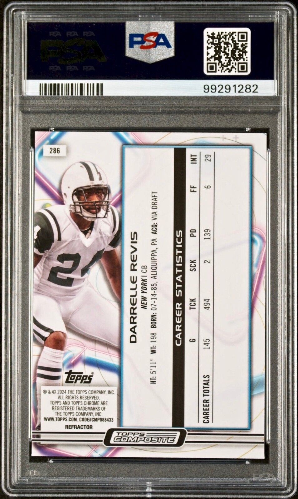 Darrelle Revis 2023 Topps Chrome Cosmic Refractor NFL #286 Football Card PSA 10