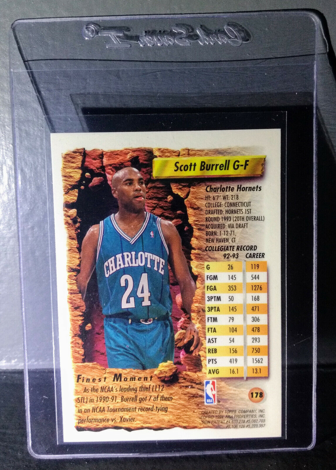 1993-94 Topps Finest Scott Burrell #178 Rookie Basketball Card