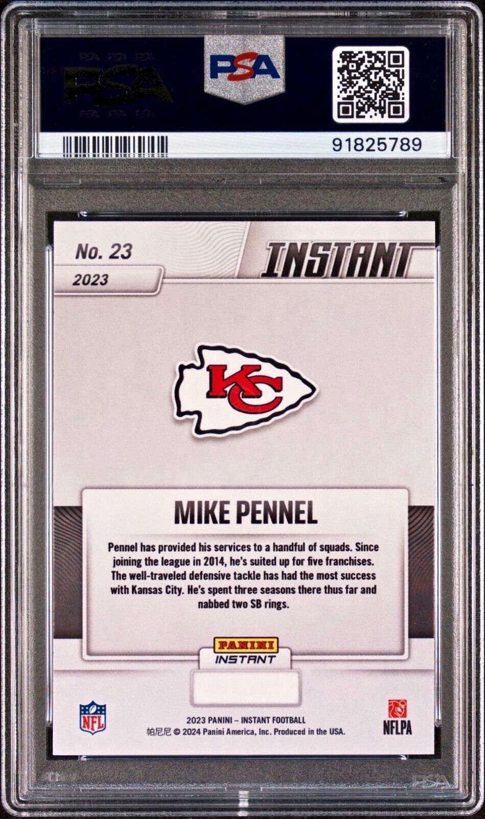 Mike Pennel 2023 Panini NFL Superbowl Champions #23 Card PSA 10 Gem Mint