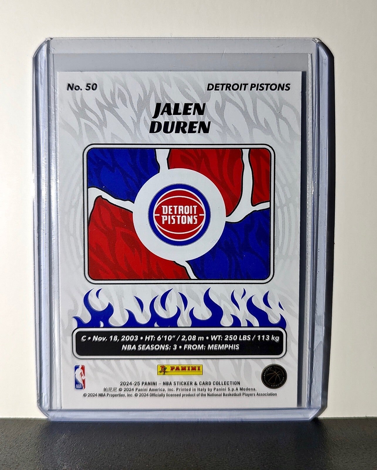 Jalen Duren 2024-25 Panini NBA #50 Foil Sticker Card Detroit Pistons