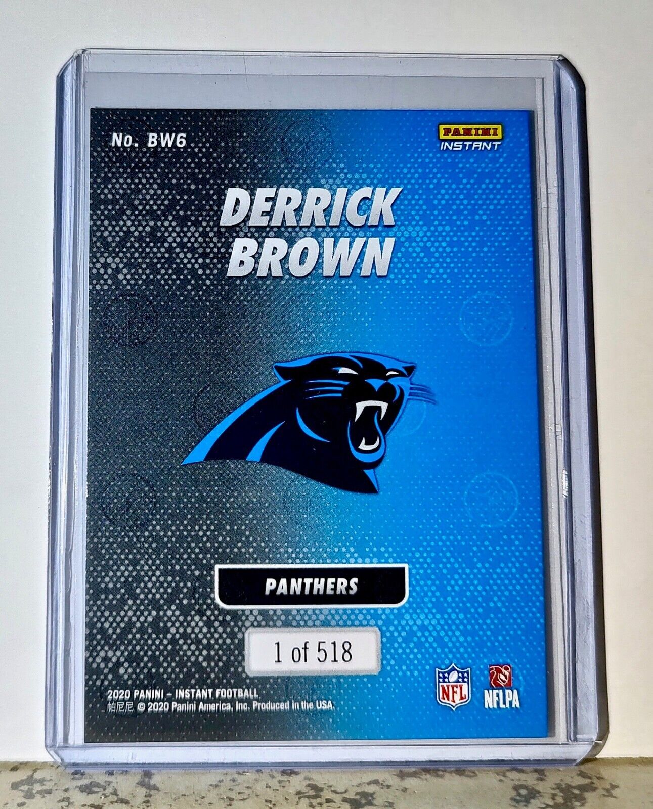 Derrick Brown 2020 Panini NFL #6 Black and White Rookies Card Panthers 1 of 518