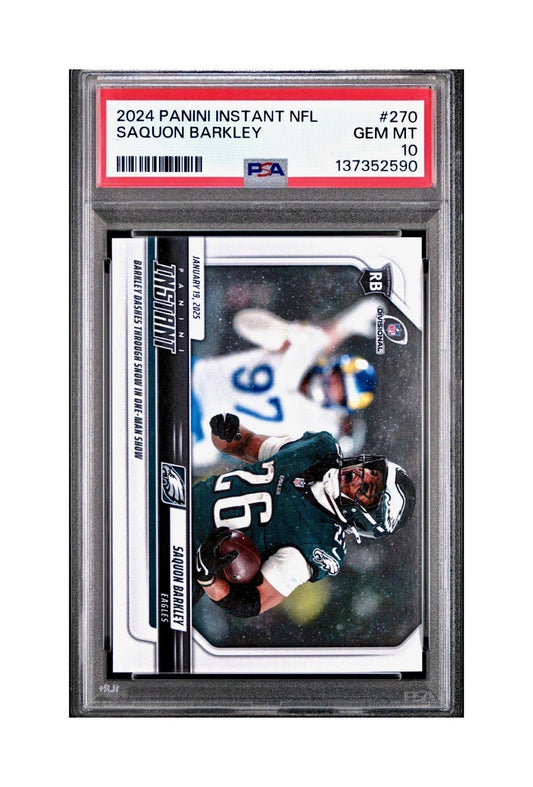 Saquon Barkley 2024 Panini Record Breaker NFL #270 Philadelphia Eagles PSA 10