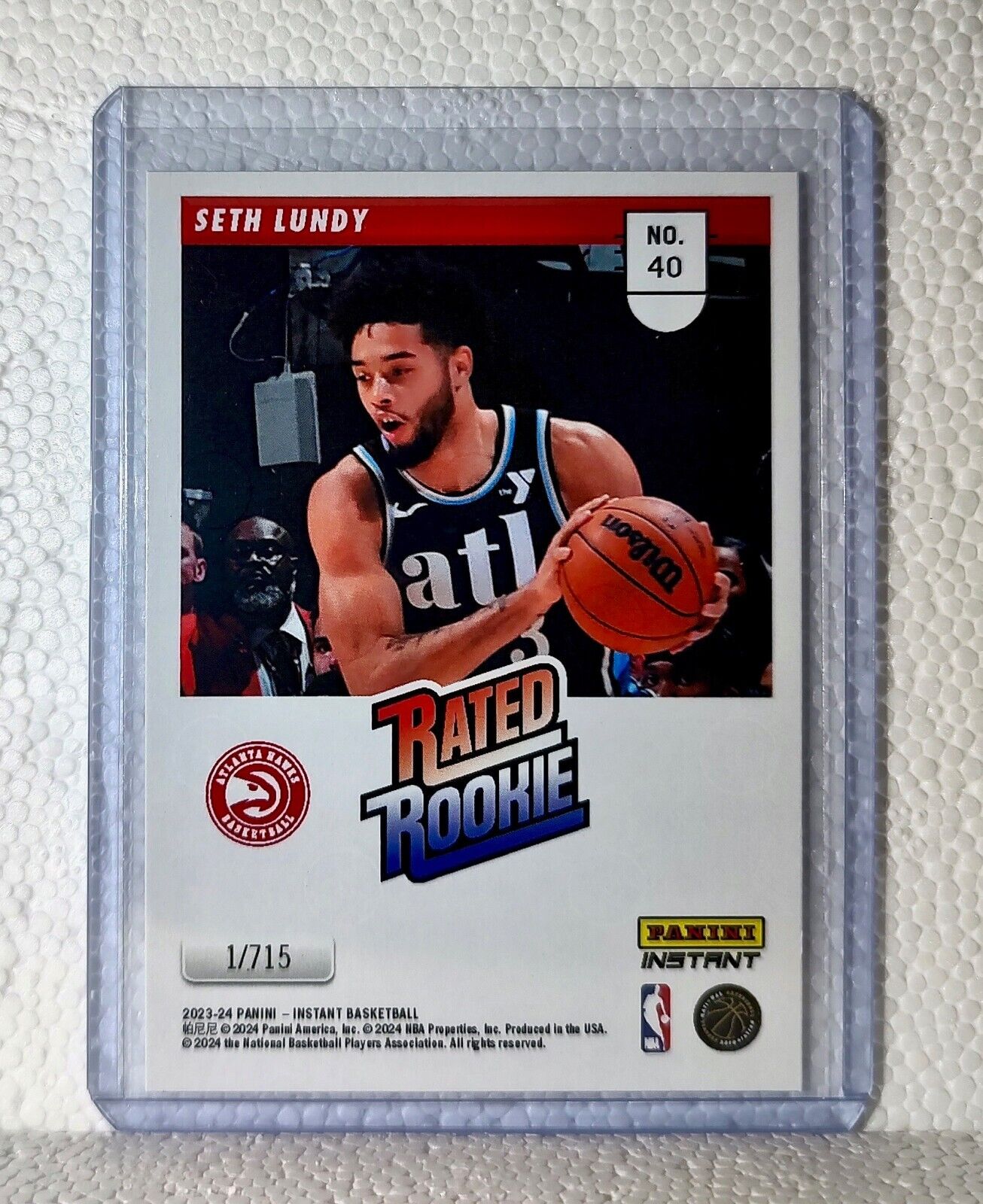 Seth Lundy 2023-24 Panini NBA #40 Rated Rookie Retro Card Atlanta Hawks 1/715