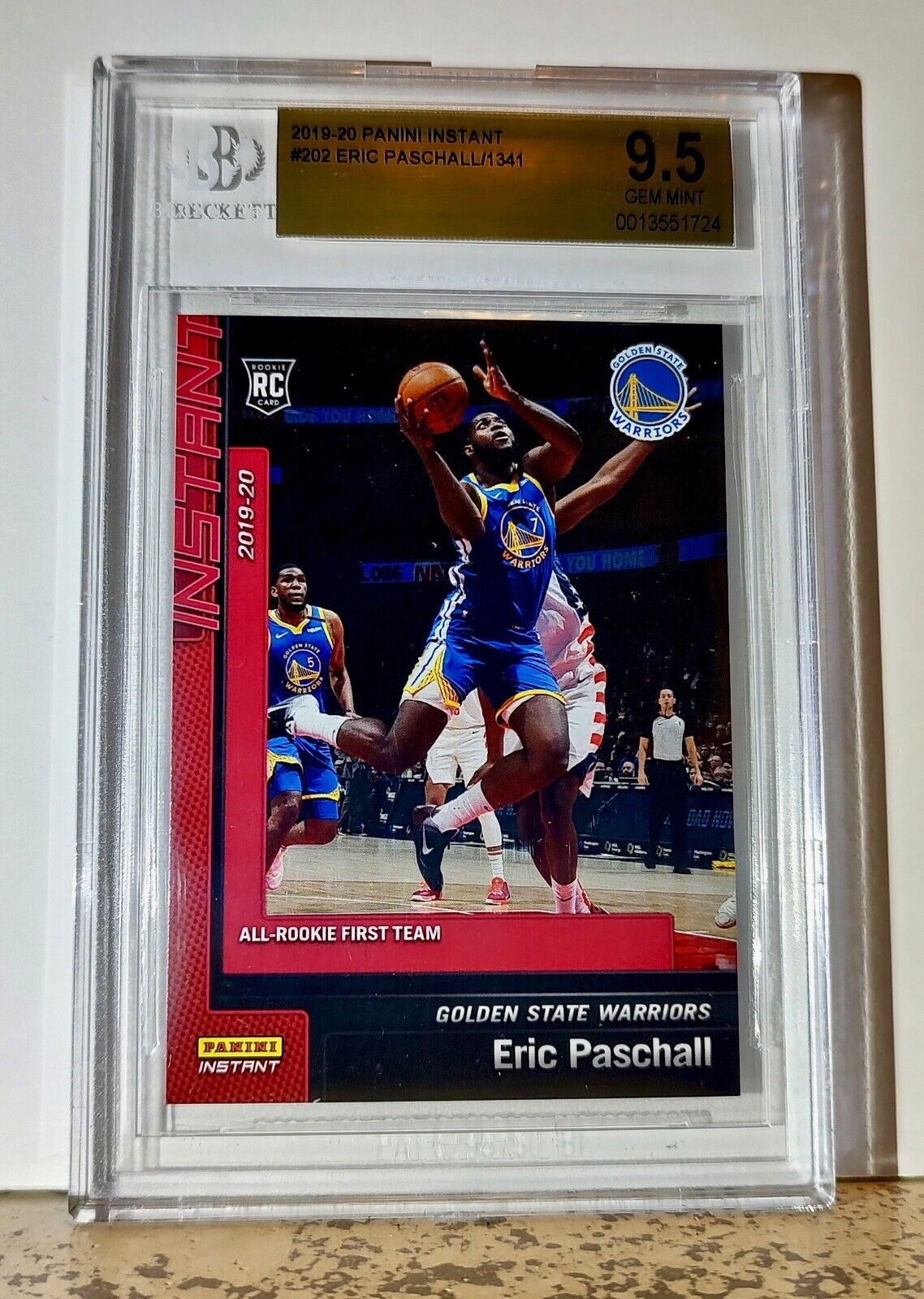 Eric Paschall 2019-20 Panini NBA #202 Rookie Card 1 of 1341 BGS 9.5 Gem Warriors