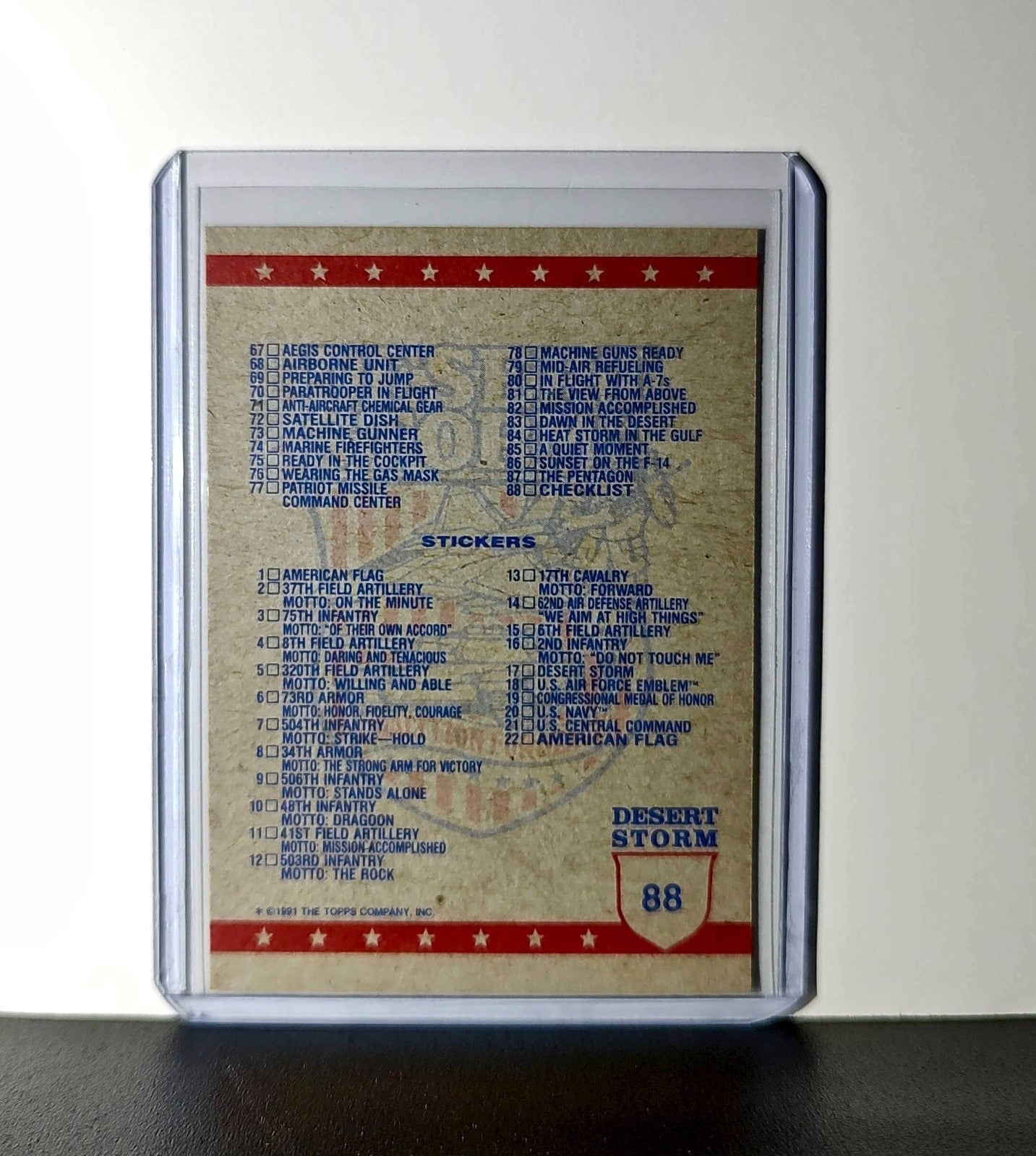 Checklist: 1–88 1991 Topps Desert Storm #88 Card