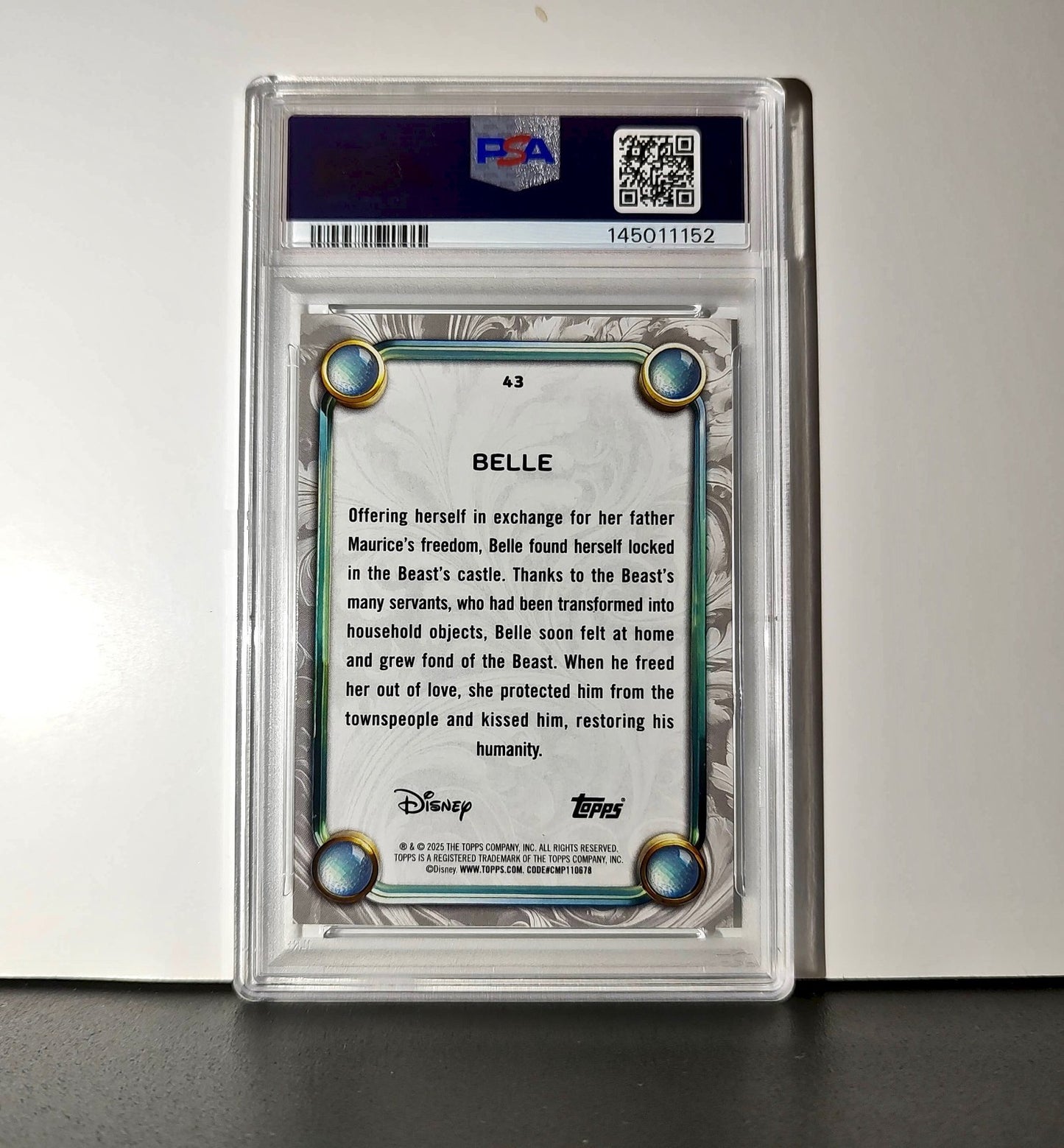 Belle 2025 Topps Disney #43 Winter Variant Card Beauty and the Beast PSA 10
