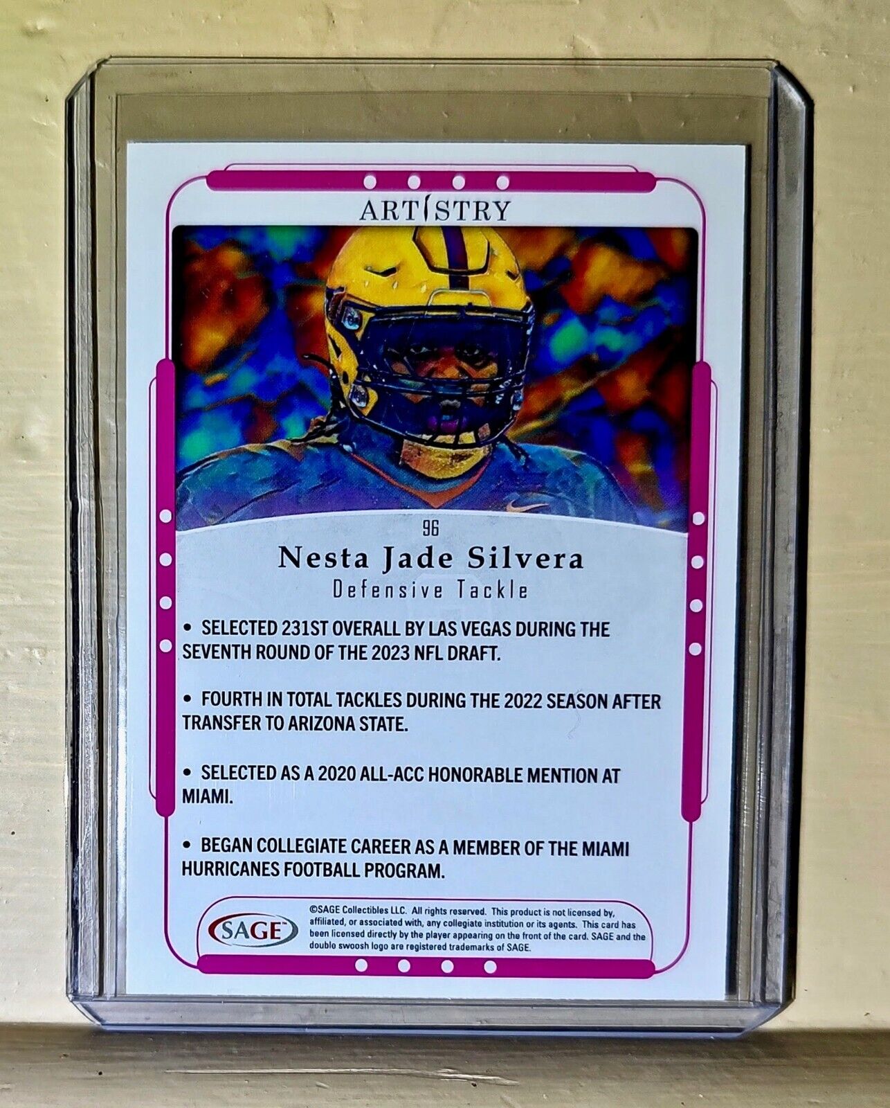 Nesta Jade Silvera 2023 SAGE NFL Artistry Football #96 Card