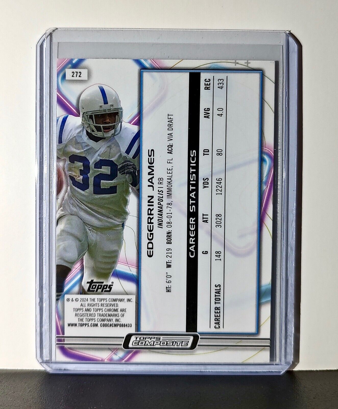 Edgerrin James 2023 Topps Chrome Cosmic NFL #272 Card Indianapolis Colts