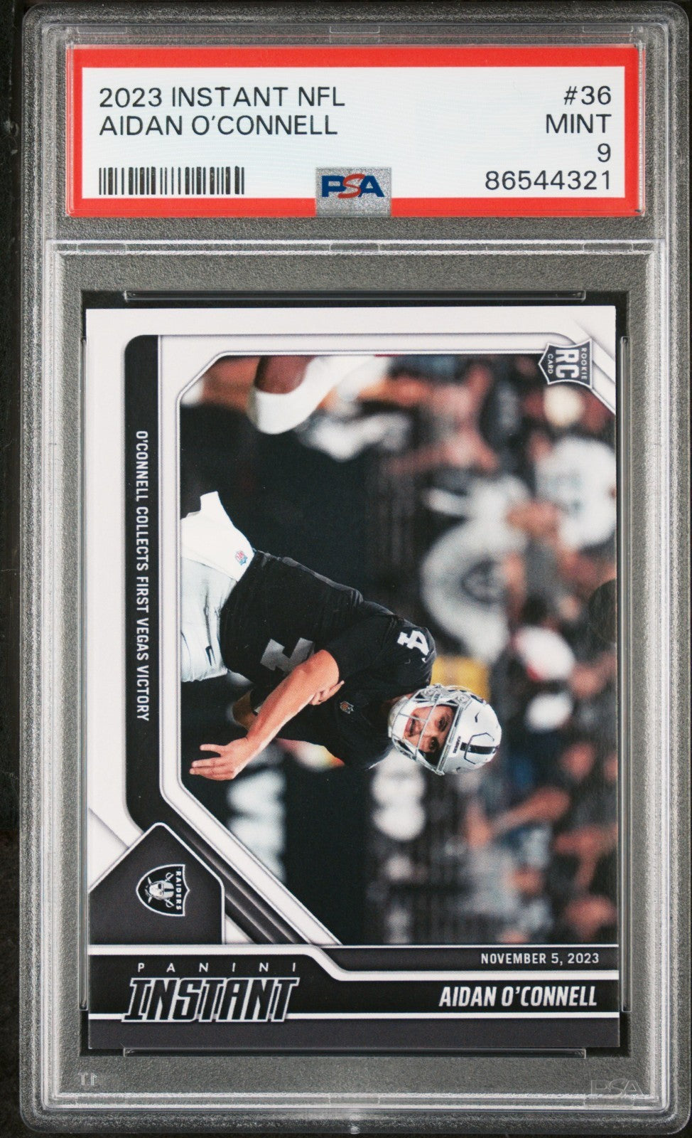 Aidan O’Connell 2023 Panini NFL Rookie Football #36 Card 1 of 287 Raiders PSA 9
