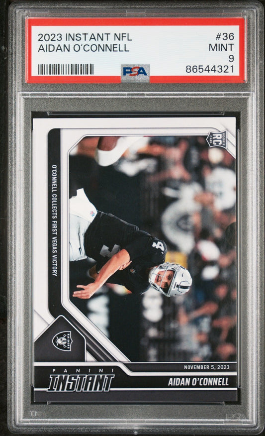 Aidan O’Connell 2023 Panini NFL Rookie Football #36 Card 1 of 287 Raiders PSA 9