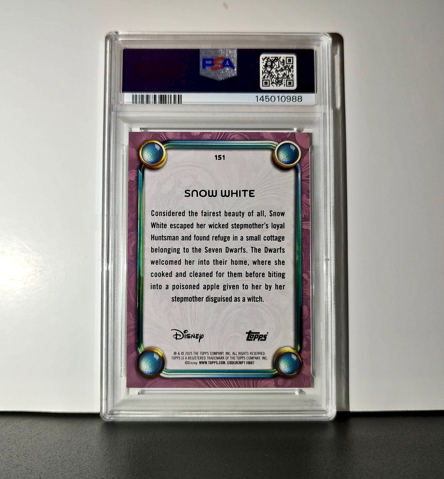 Snow White  2025 Topps Disney Cartoon Princess #151 Card PSA 8