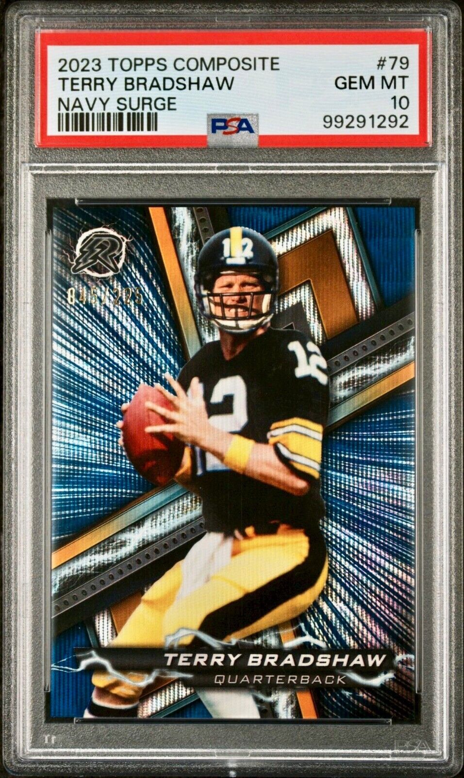 Terry Bradshaw 2023 Topps Resurgence Navy Surge 45/225 NFL #79 Card PSA 10 Gem