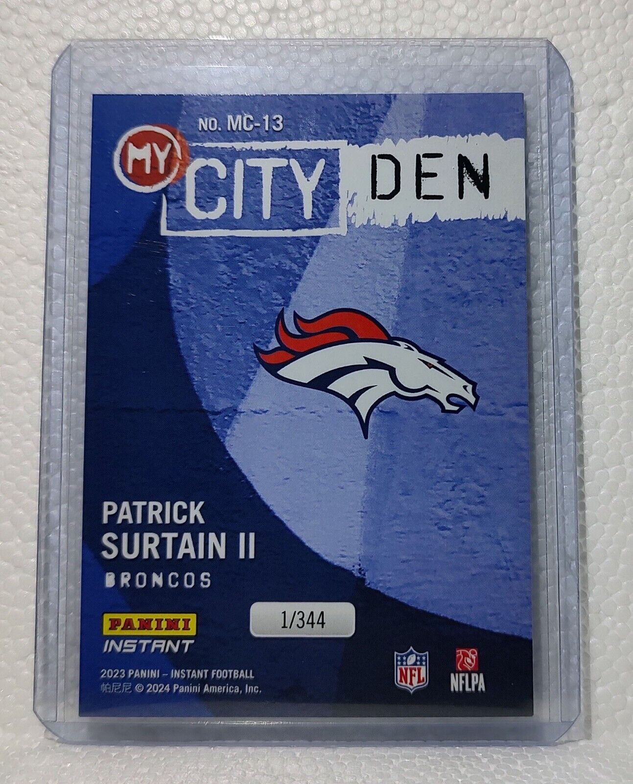 Patrick Surtain II 2023 Panini NFL #13 My City Football Card Broncos 1/344