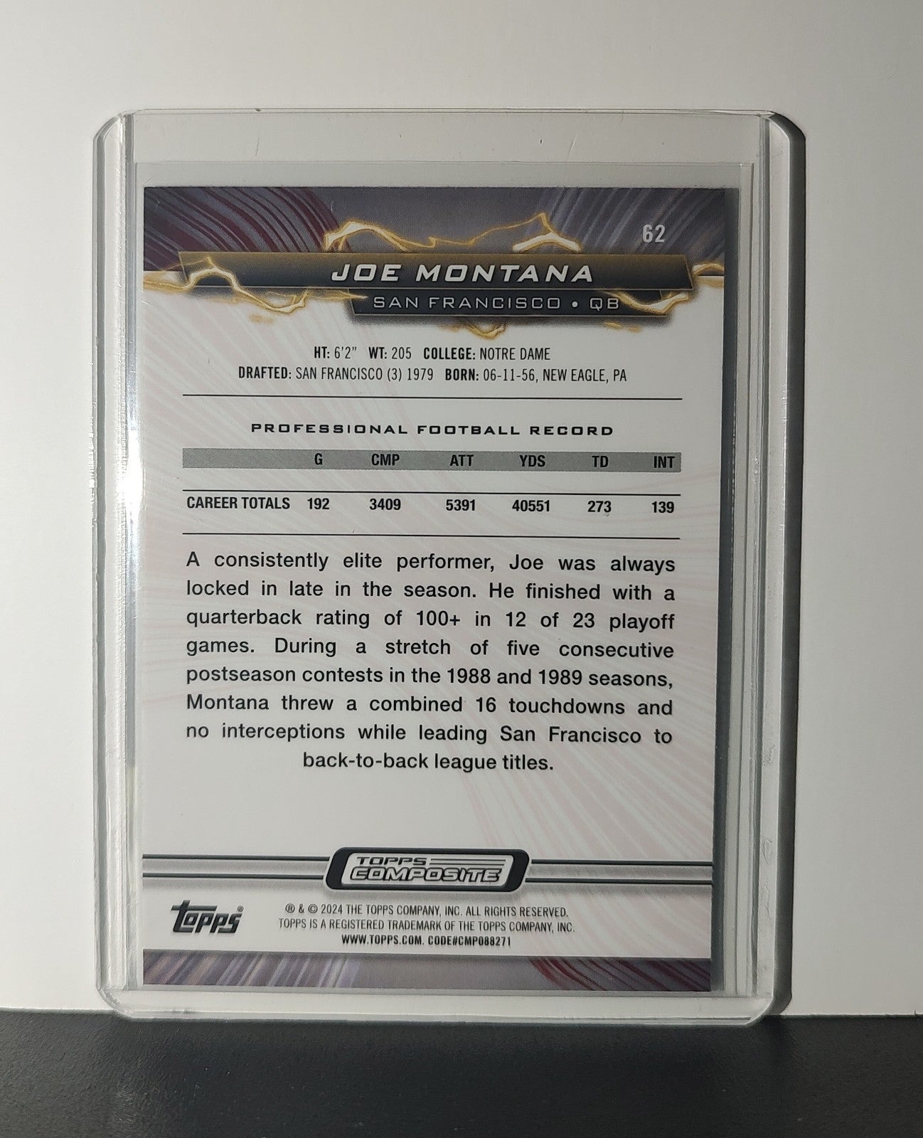 Joe Montana 2023 Topps Resurgence NFL #62 Card San Francisco 49ers